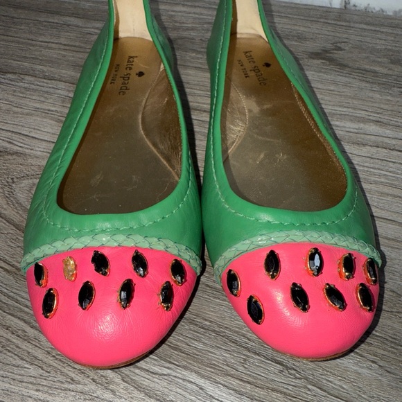 Kate Spade Vibrant Green and Pink Flats - Picture 2 of 6
